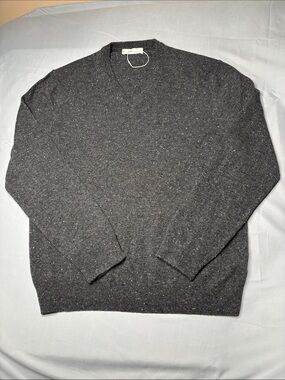 Everlane NWOT Men's Charcoal Speckled Cashmere V-Neck Sweater Size Large